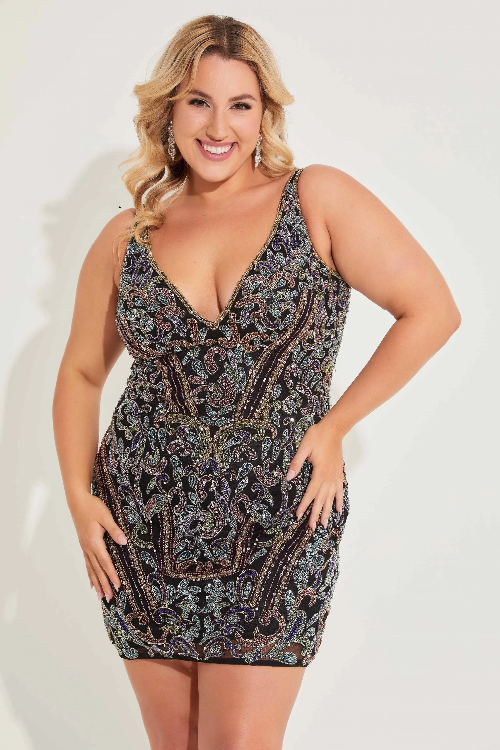 Primavera Couture 14065 Short Cocktail Fitted Plus Size Dress - Image 8
