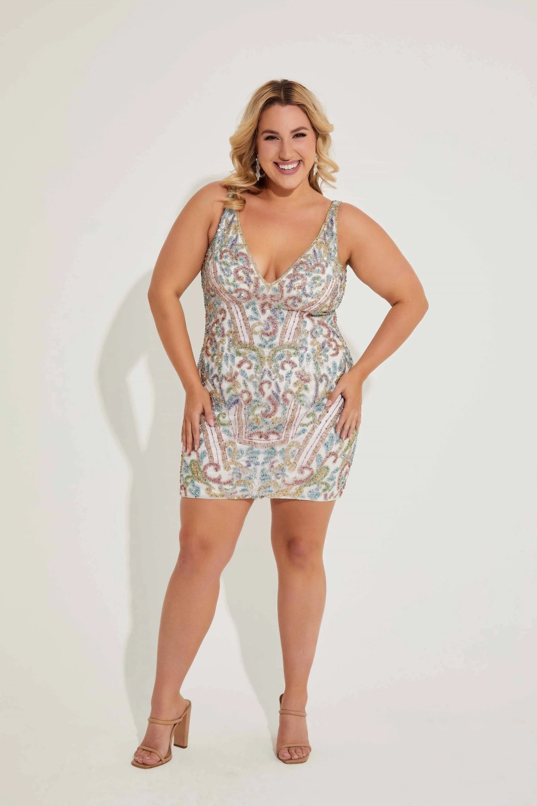 Primavera Couture 14065 Short Cocktail Fitted Plus Size Dress - Image 9