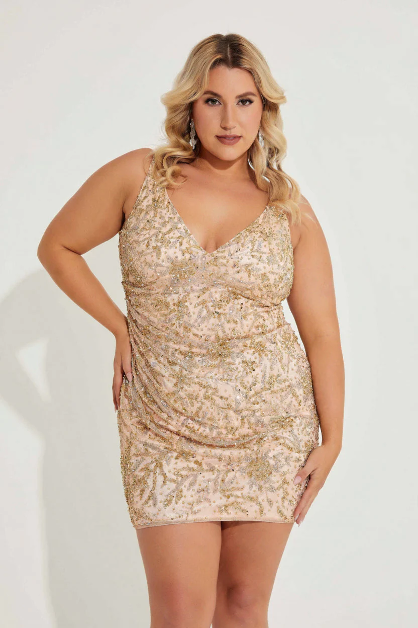 Primavera Couture 14067 Short Beaded Plus Size Cocktail Dress - Image 3