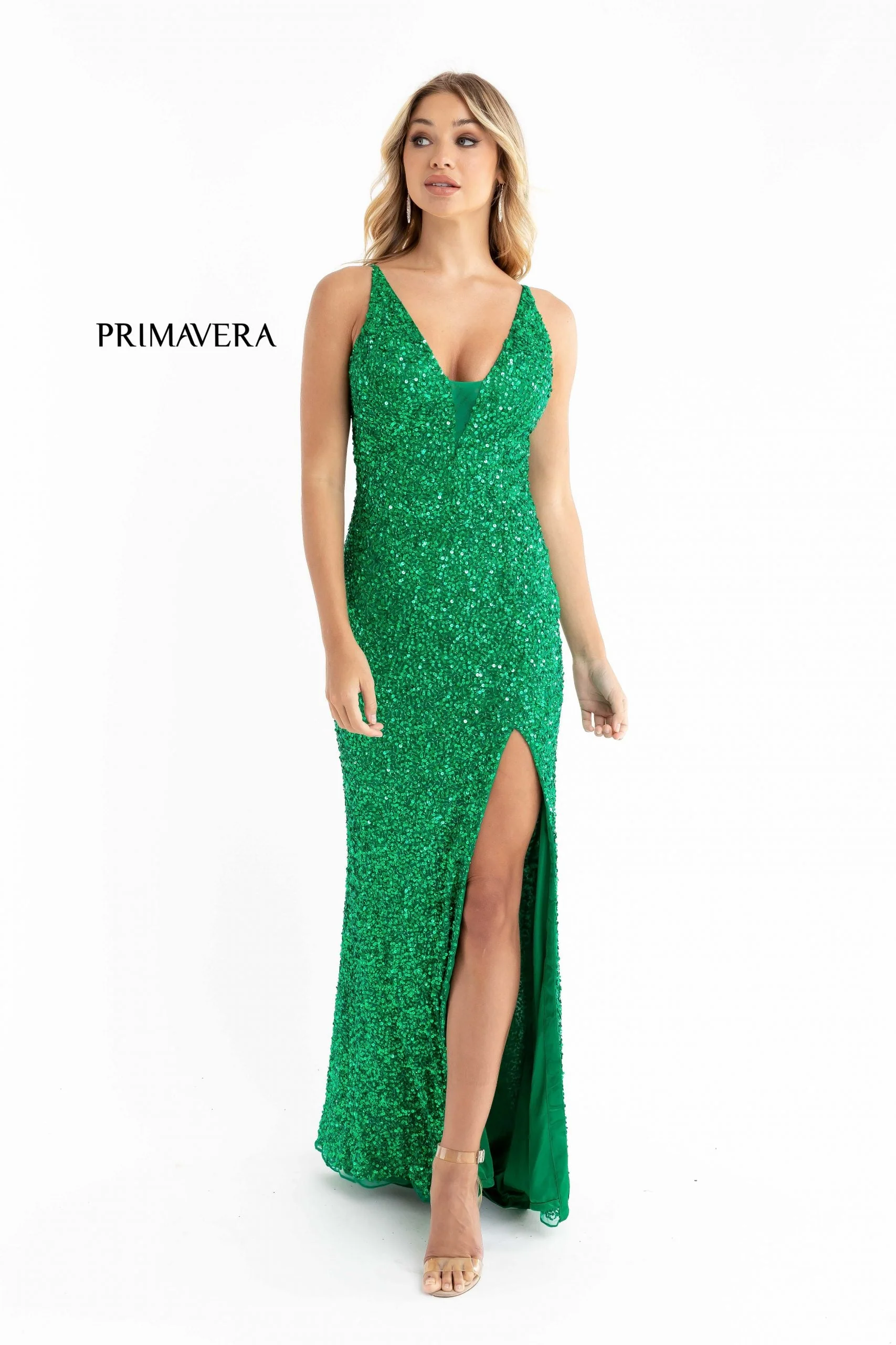 Primavera Couture 3792 Prom Fitted Long Formal Sequin Slit Dress - Image 7