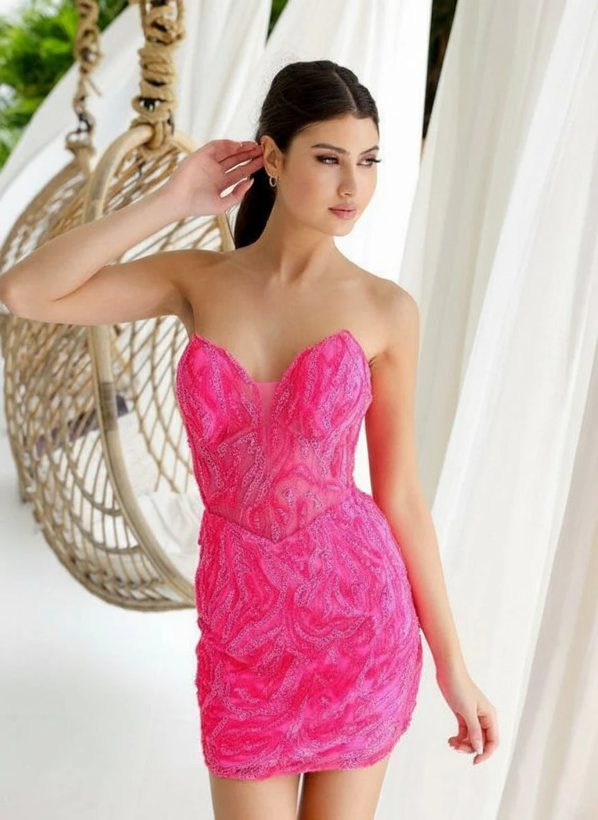 Primavera Couture 4222 Homecoming Short Corset Fitted Cocktail Dress - Image 3