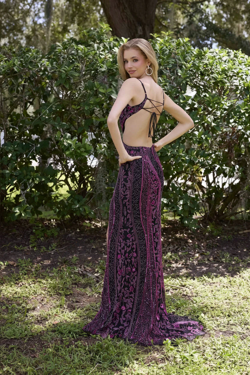 Primavera Couture 4308 Beaded Long Formal Prom Sequin Dress - Image 2