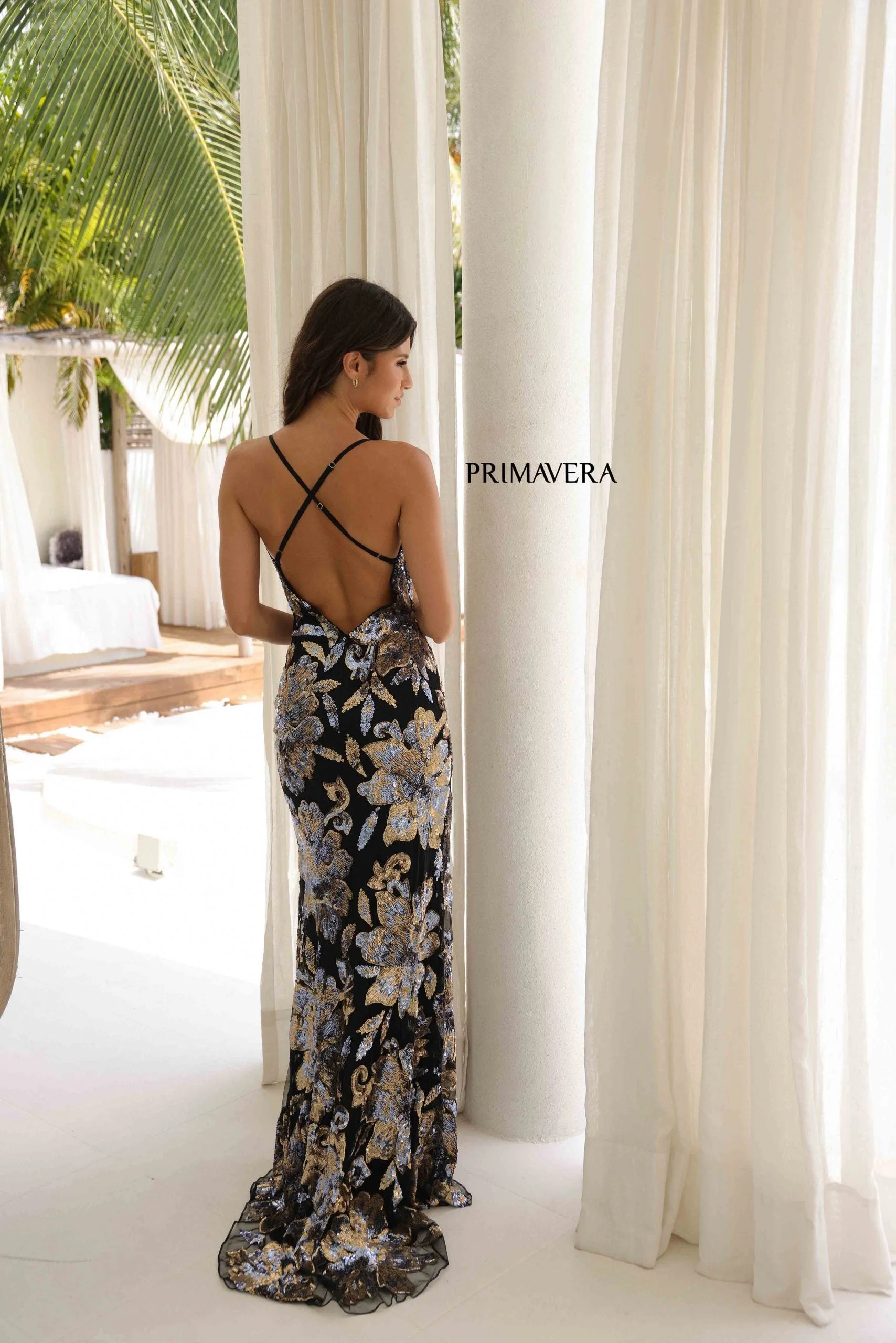 Primavera Couture 4323 Floral Long Glitter Formal Sequin Prom Dress - Image 4