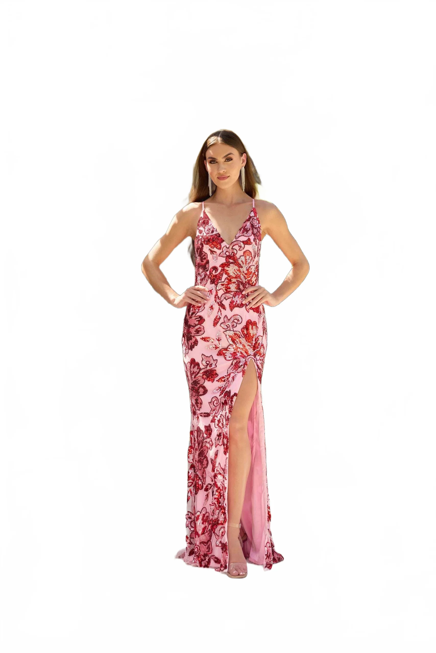 Primavera Couture 4323 Floral Long Glitter Formal Sequin Prom Dress - Image 9
