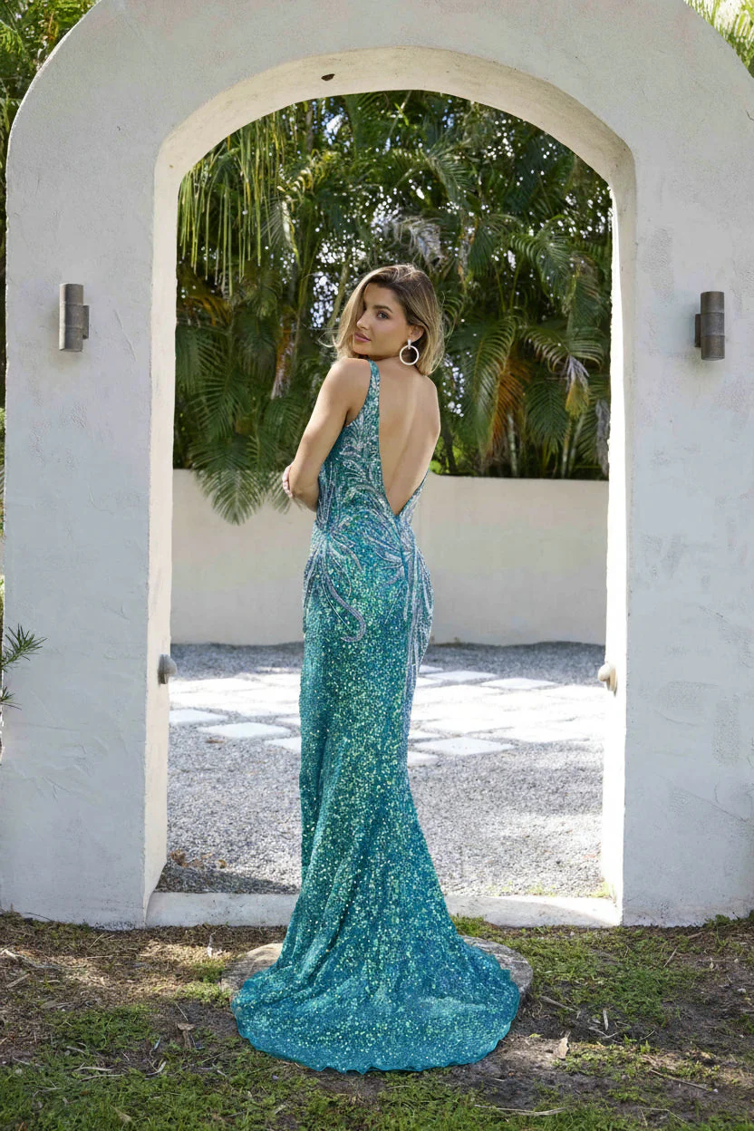 Primavera Couture 4333 Fitted Formal Long Slit Prom Dress - Image 5