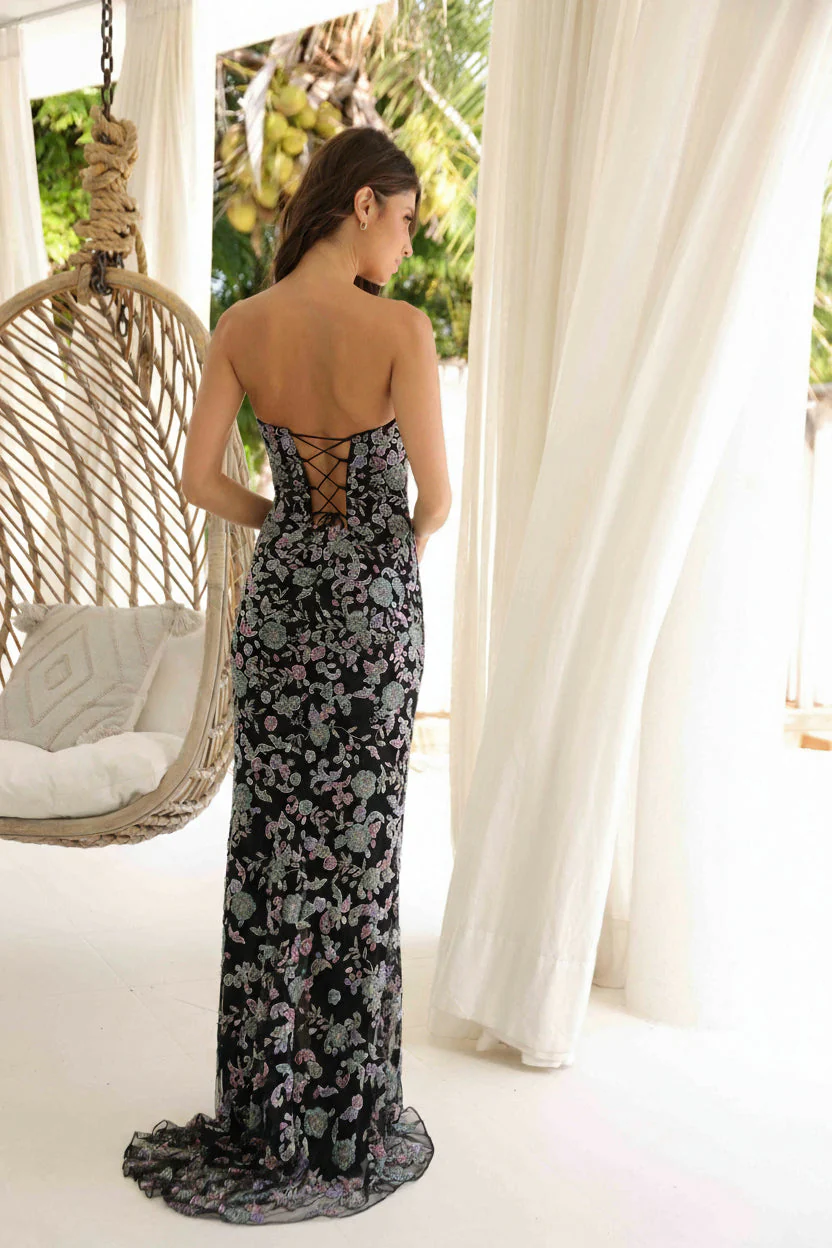 Primavera Couture 4338 Beaded Long Floral Formal Prom Dress - Image 4