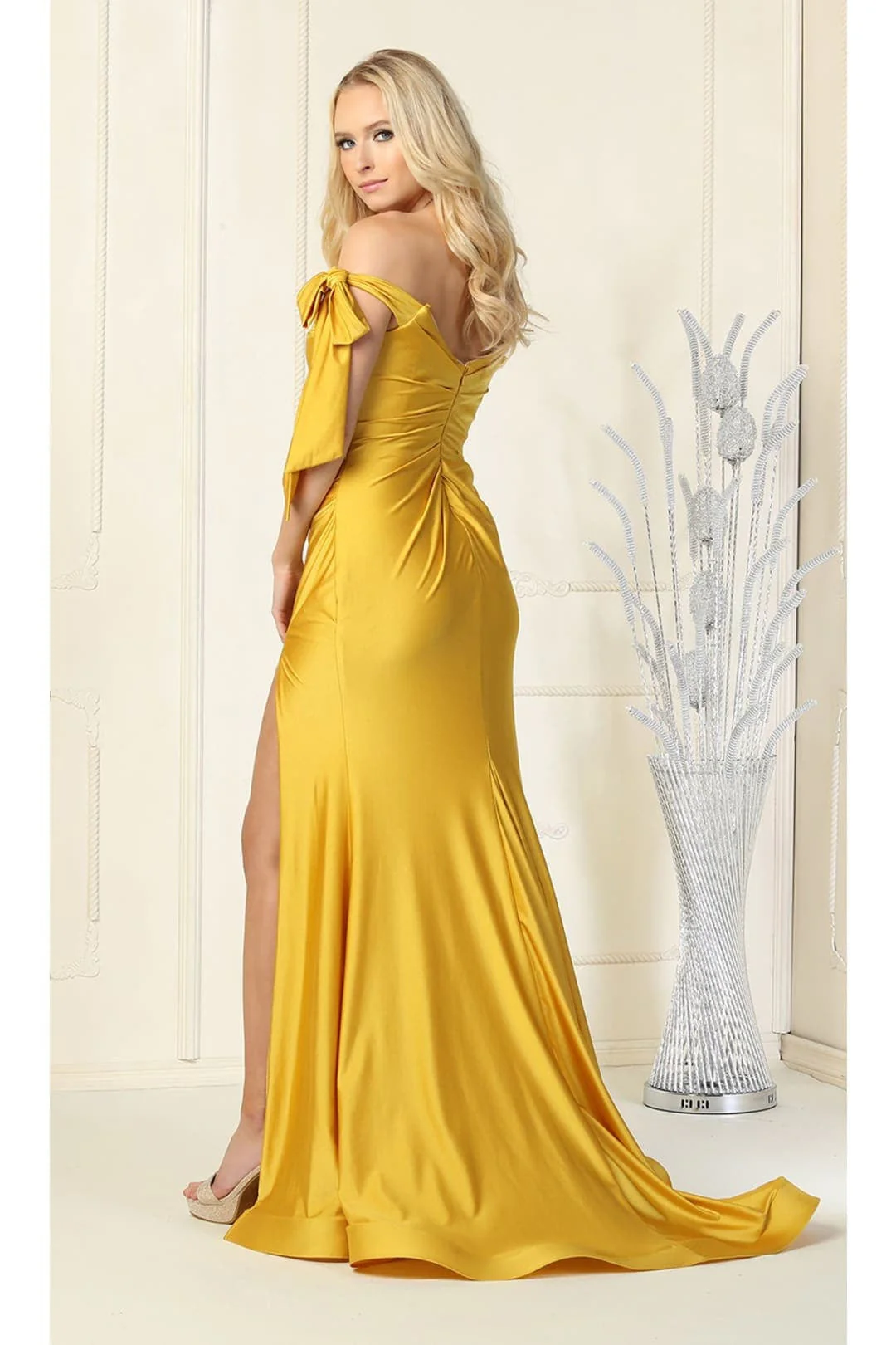 Mustard Bridesmaid Dresses-Inexpensive Ruched Prom - Image 7