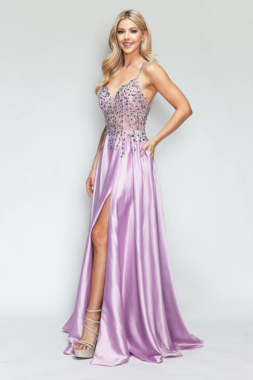 Prom Dress V-Neck Spaghetti Strap A-Line Formal Gown By Lenovia 8331-New Collection