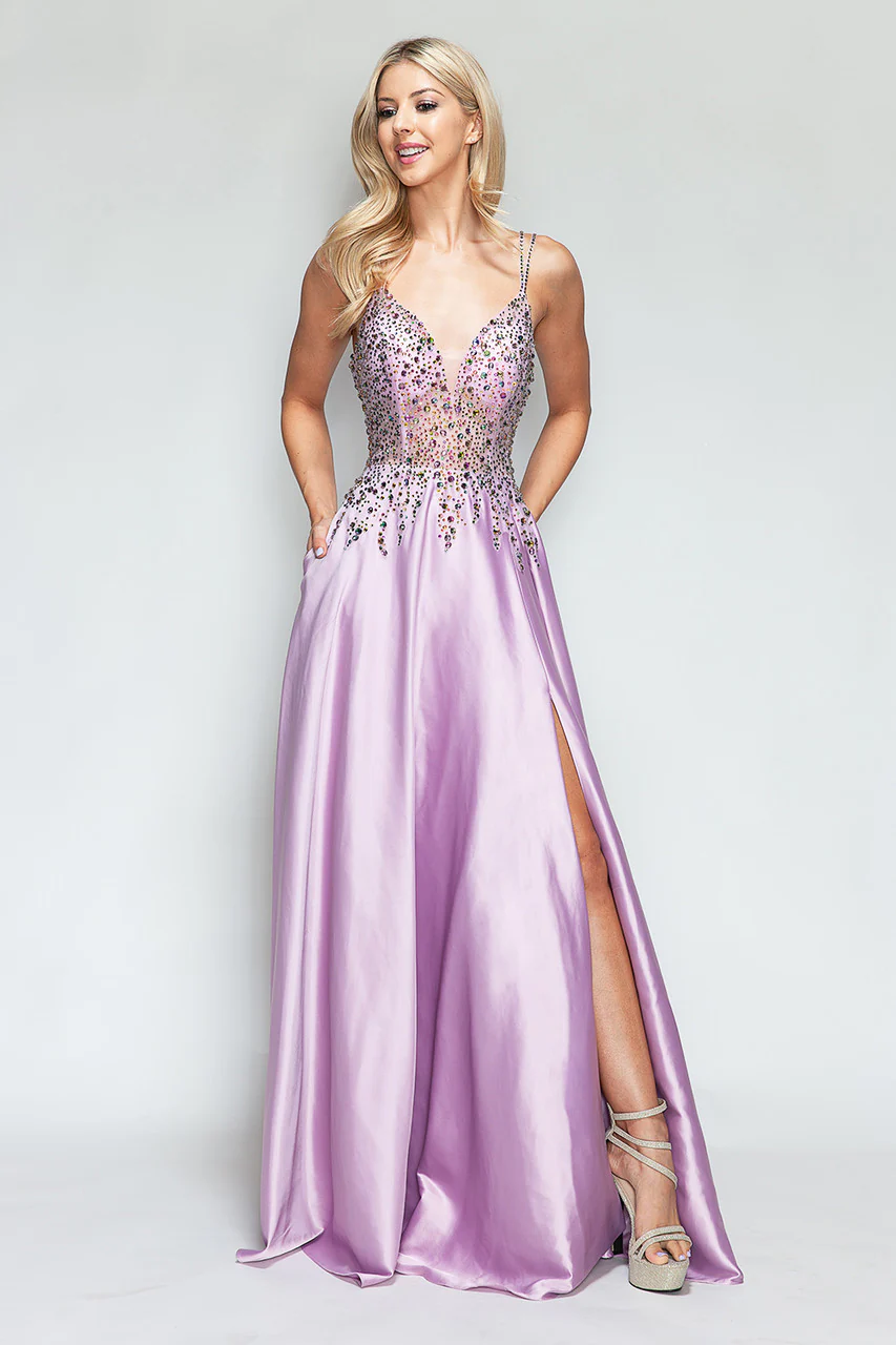 Prom Dress V-Neck Spaghetti Strap A-Line Formal Gown By Lenovia 8331-New Collection - Image 5