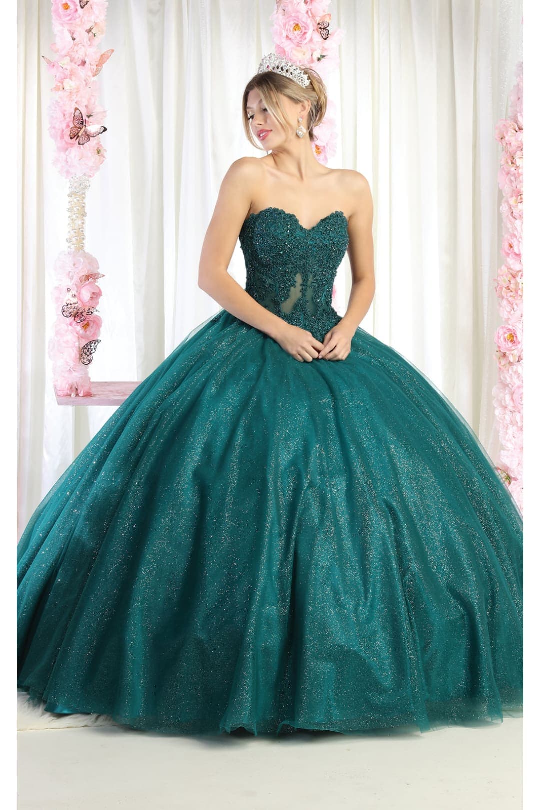 Quinceanera Dress Ball Gown Bolero Glitter Style - Image 16