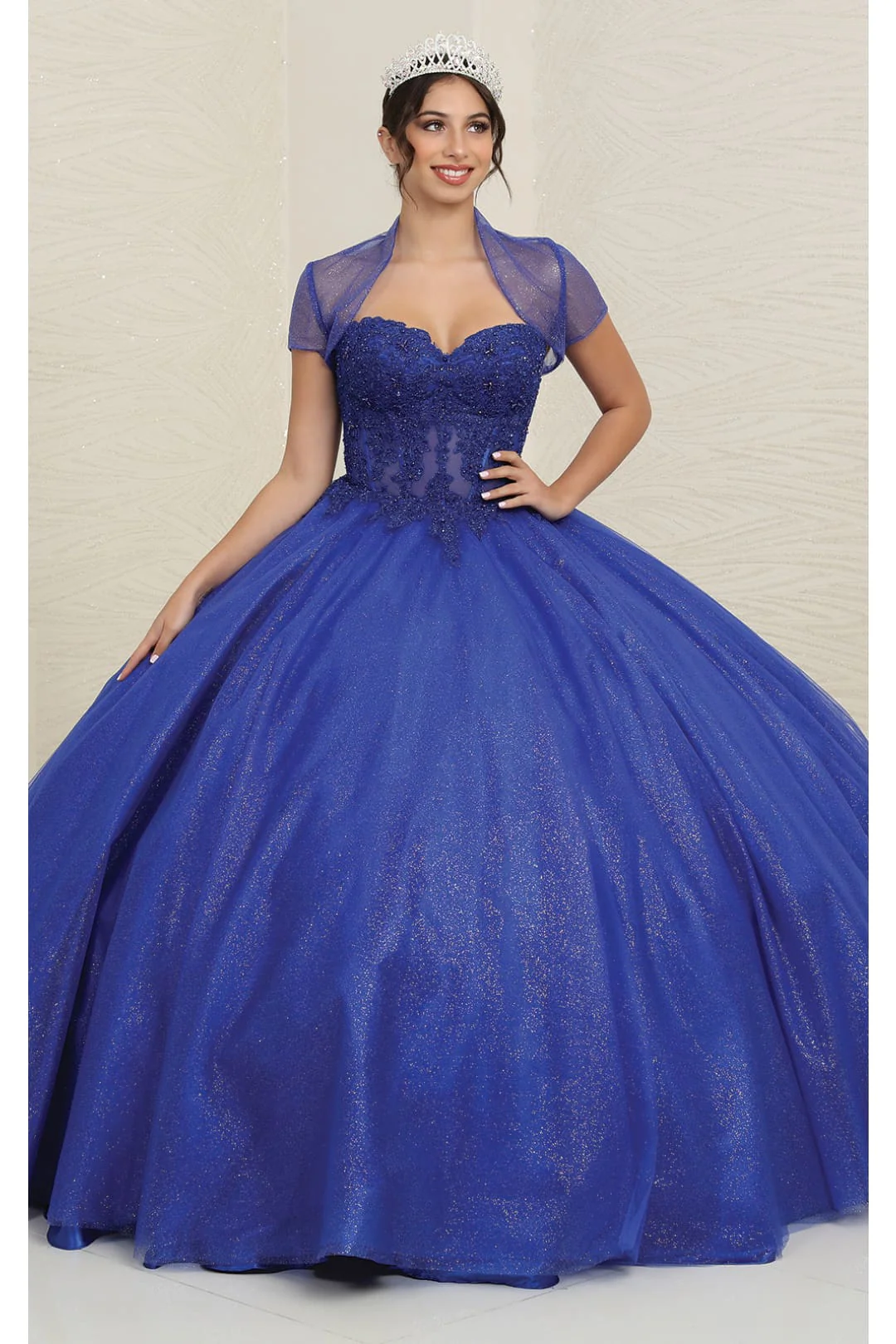 Quinceanera Dress Ball Gown Bolero Glitter Style - Image 7