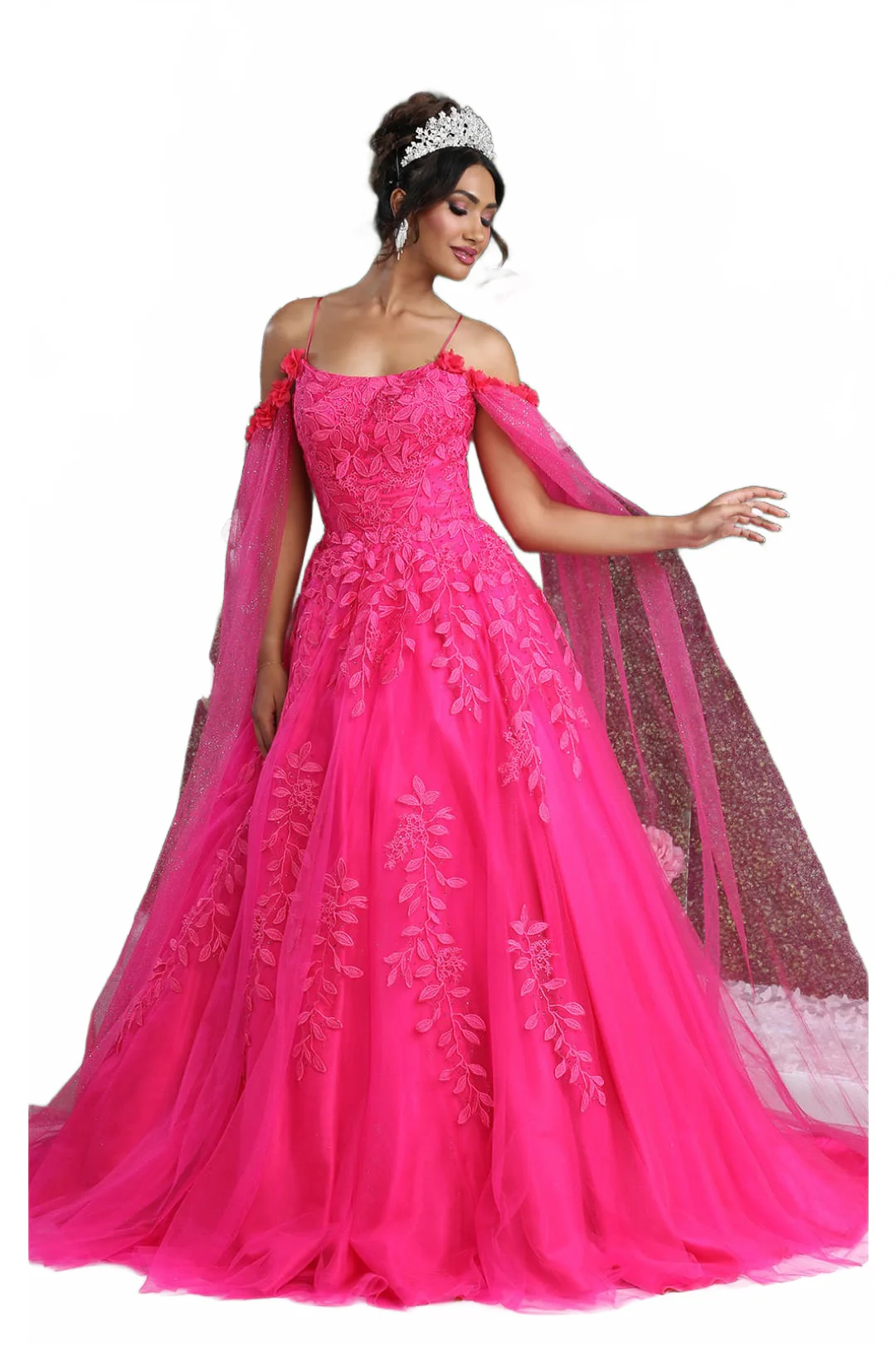 Quinceanera Dress Ball Gown Cape Sleeve Pageant Style by Layla K LK191 - Image 9