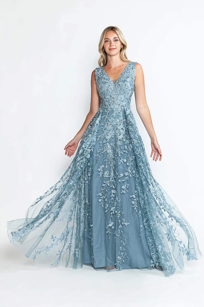 Formal Dress Long V-Neck Sleeveless A-Line Gown By Lenovia 8337-New Collection - Image 8