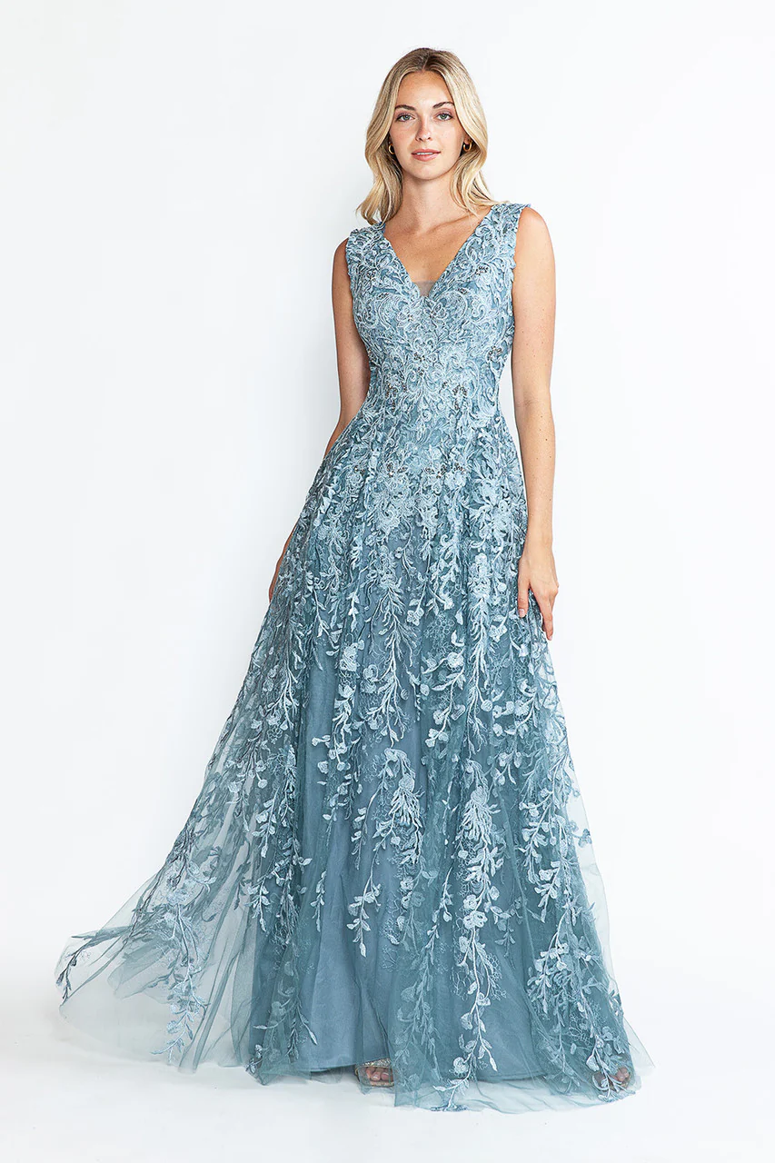 Formal Dress Long V-Neck Sleeveless A-Line Gown By Lenovia 8337-New Collection - Image 22