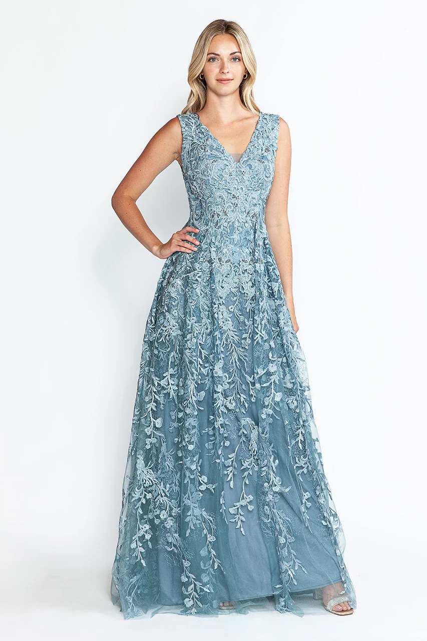 Formal Dress Long V-Neck Sleeveless A-Line Gown By Lenovia 8337-New Collection - Image 23