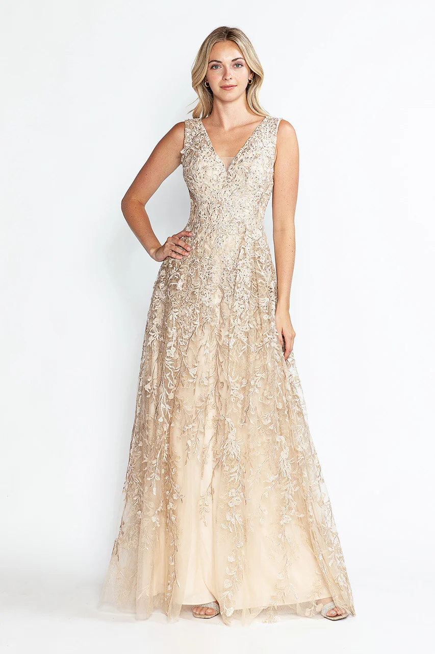 Formal Dress Long V-Neck Sleeveless A-Line Gown By Lenovia 8337-New Collection - Image 10