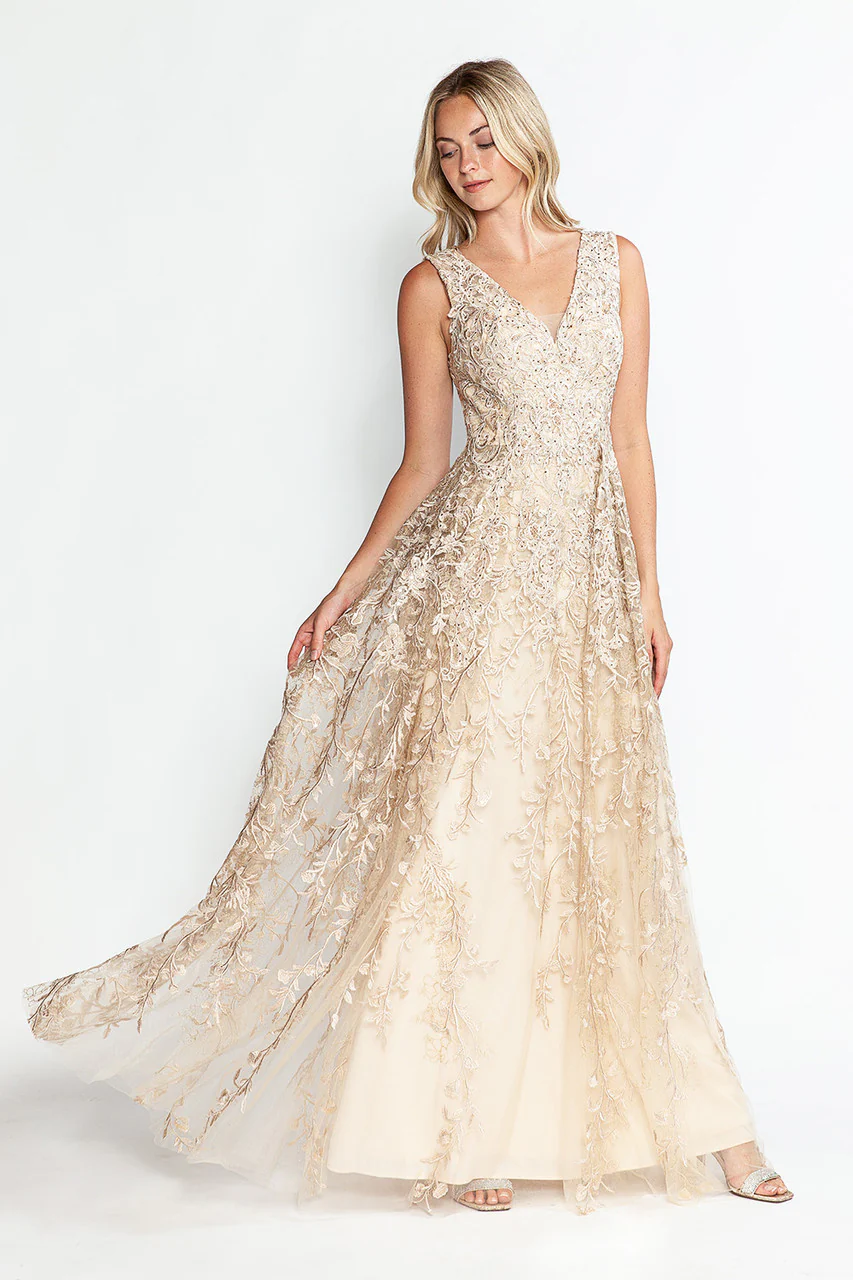 Formal Dress Long V-Neck Sleeveless A-Line Gown By Lenovia 8337-New Collection - Image 19