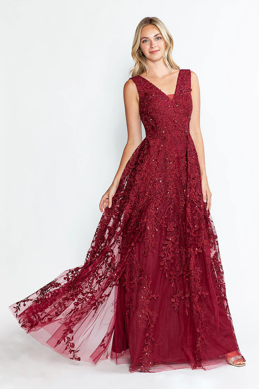 Formal Dress Long V-Neck Sleeveless A-Line Gown By Lenovia 8337-New Collection - Image 16