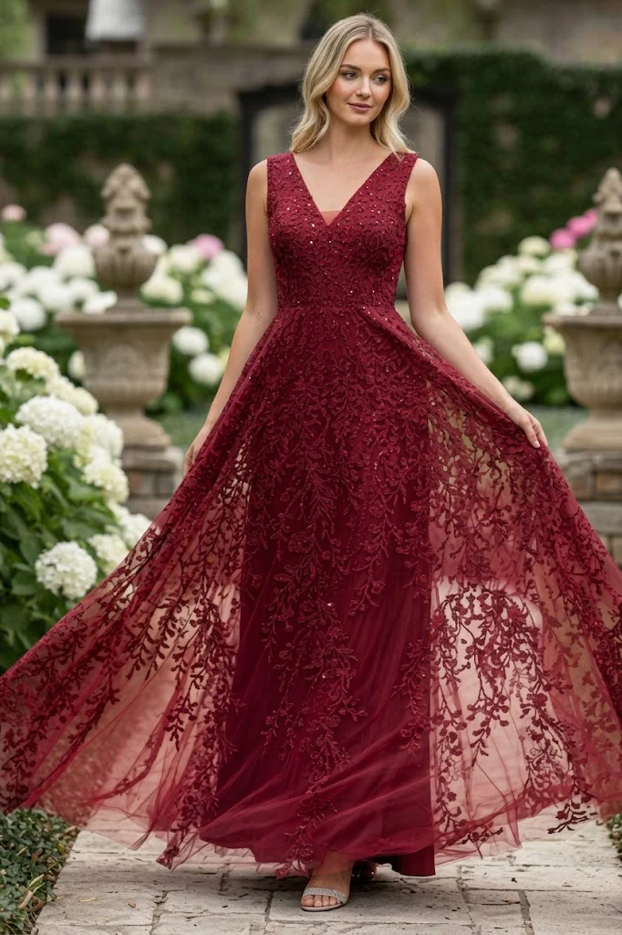 Formal Dress Long V-Neck Sleeveless A-Line Gown By Lenovia 8337-New Collection - Image 6