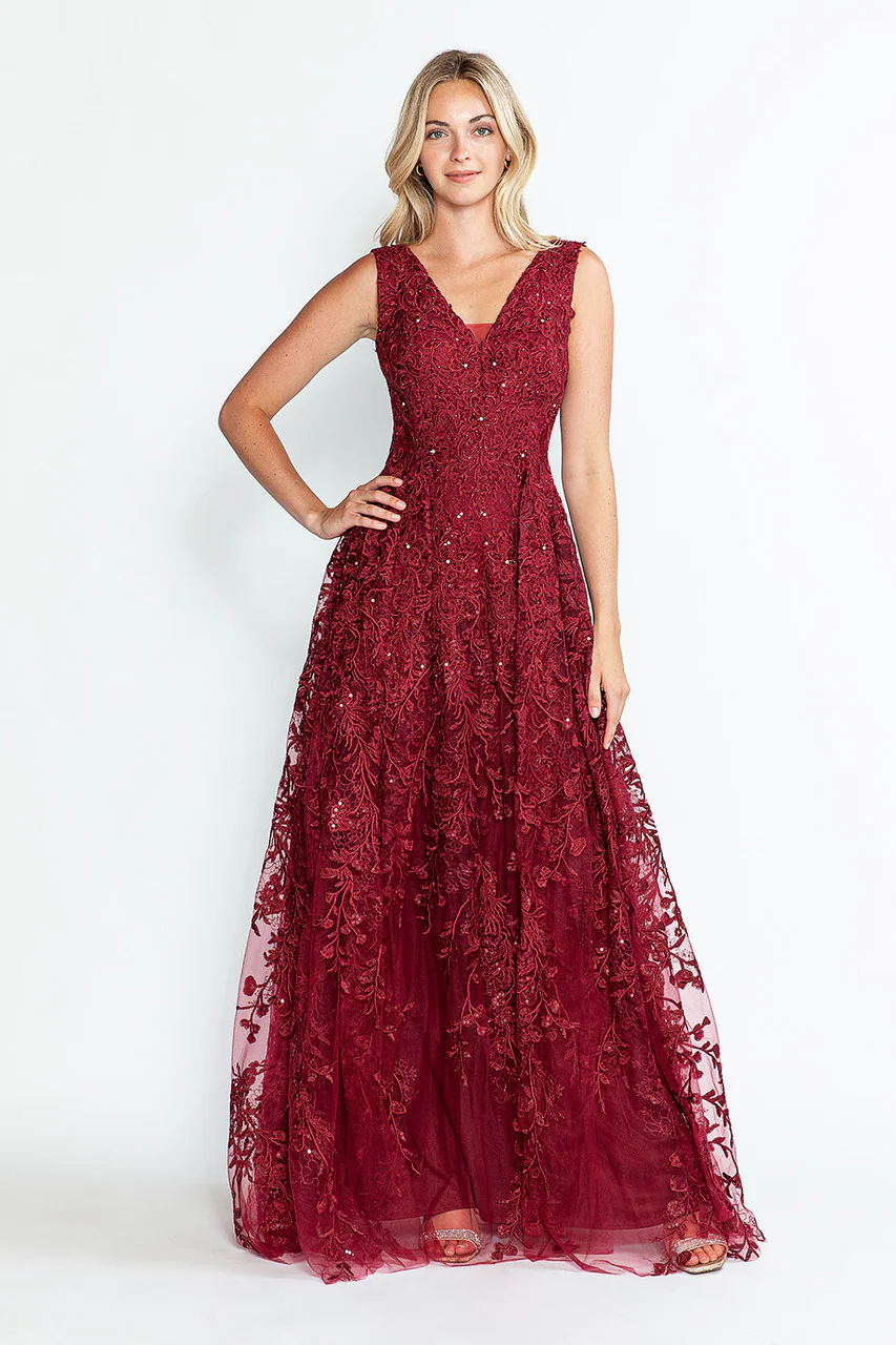 Formal Dress Long V-Neck Sleeveless A-Line Gown By Lenovia 8337-New Collection - Image 17
