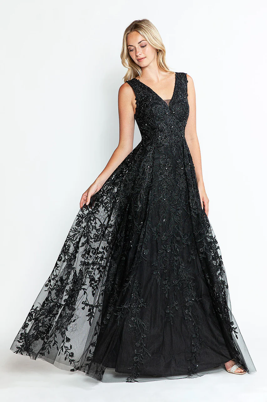 Formal Dress Long V-Neck Sleeveless A-Line Gown By Lenovia 8337-New Collection - Image 20