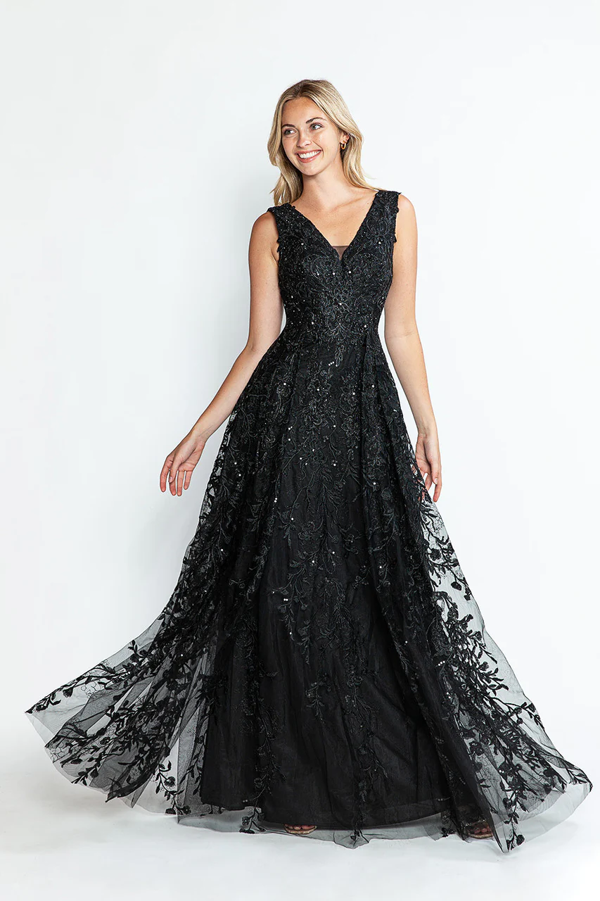 Formal Dress Long V-Neck Sleeveless A-Line Gown By Lenovia 8337-New Collection - Image 21