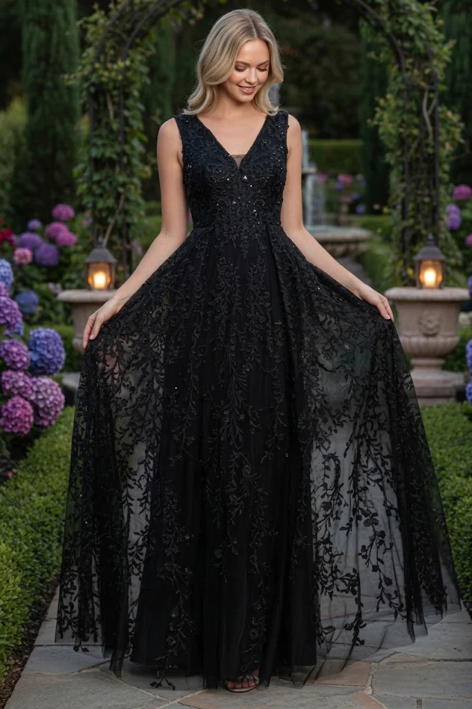 Formal Dress Long V-Neck Sleeveless A-Line Gown By Lenovia 8337-New Collection - Image 7