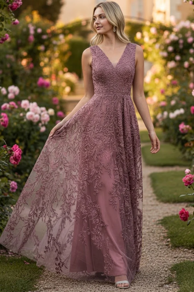 Formal Dress Long V-Neck Sleeveless A-Line Gown By Lenovia 8337-New Collection - Image 5