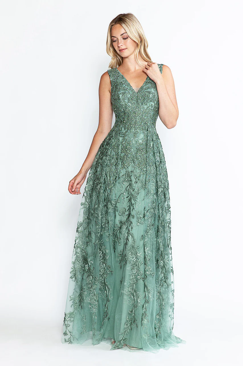 Formal Dress Long V-Neck Sleeveless A-Line Gown By Lenovia 8337-New Collection - Image 14