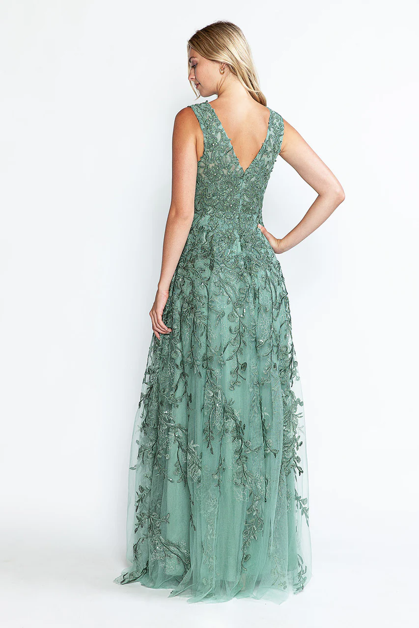 Formal Dress Long V-Neck Sleeveless A-Line Gown By Lenovia 8337-New Collection - Image 11