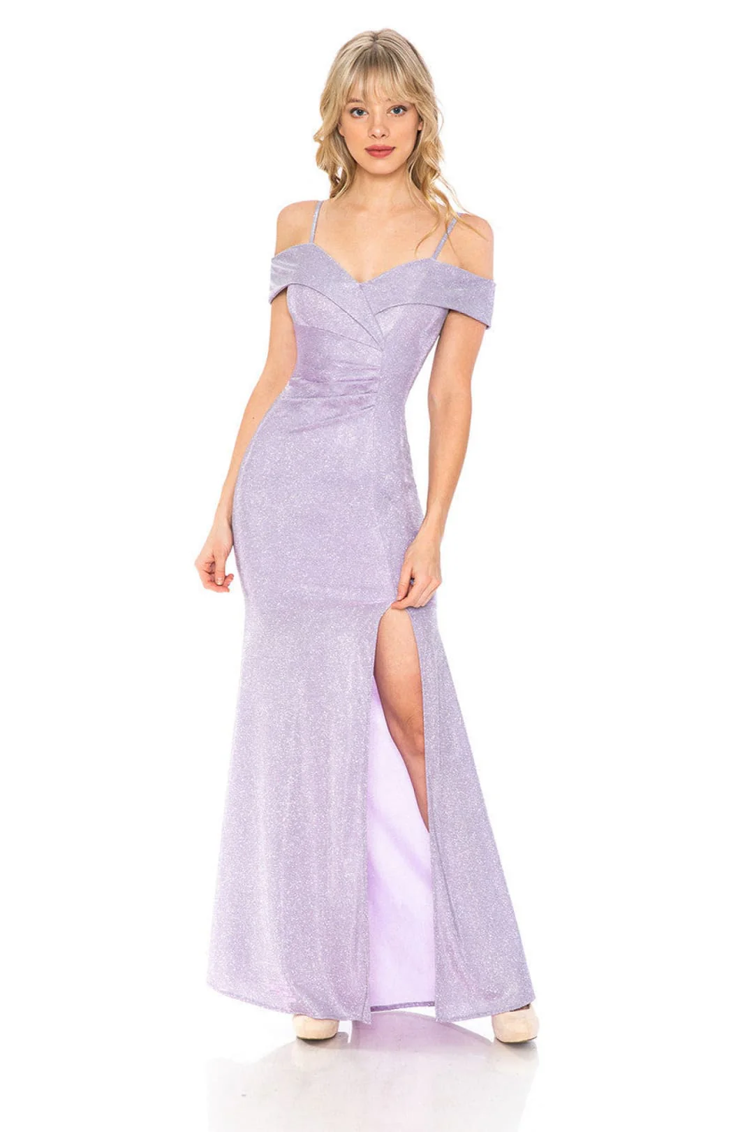Lenovia 5213 Cold Shoulder Metallic Slit Long Red Carpet Evening Dress-New Collection - Image 19