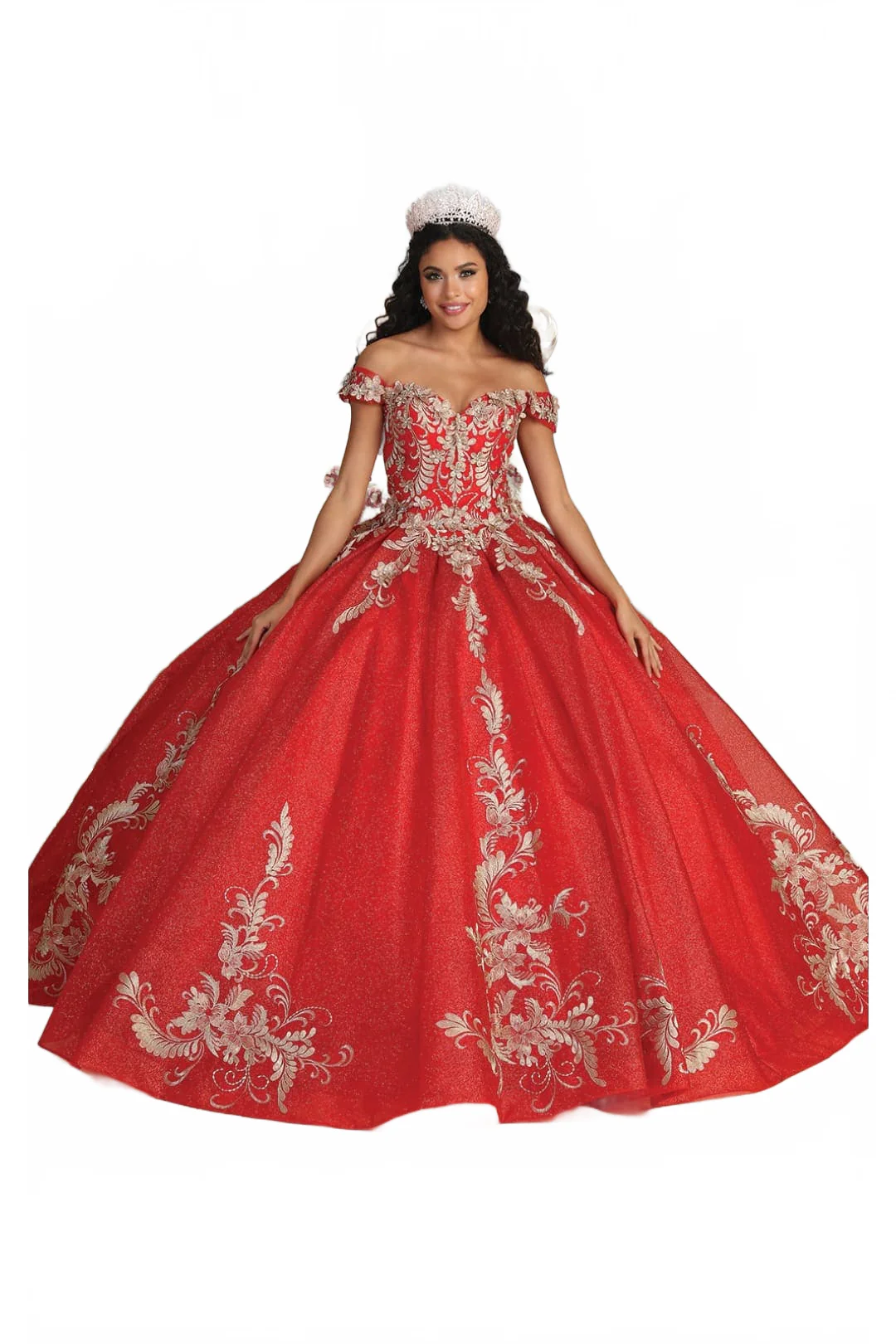 Red And Gold Quinceanera Dresses | Ball Gown - Image 9