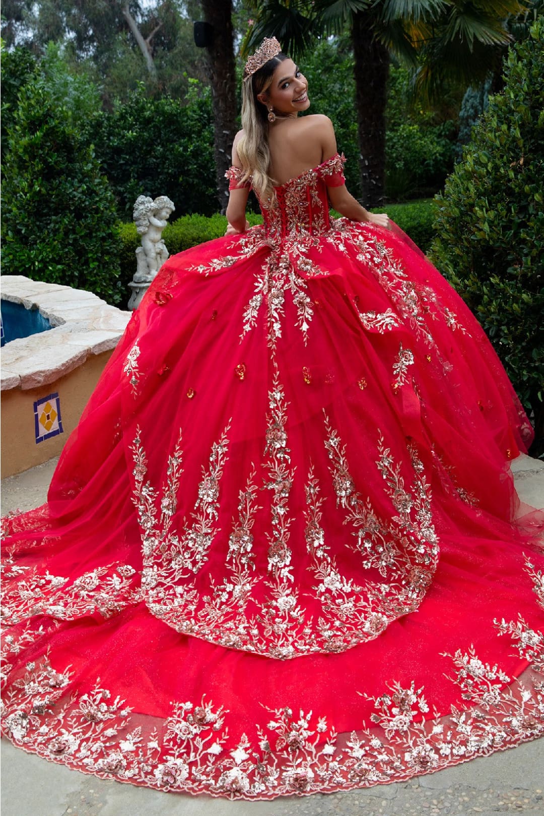 Red And Gold Quinceanera Dresses | Ball Gown by GL3522 - Image 2