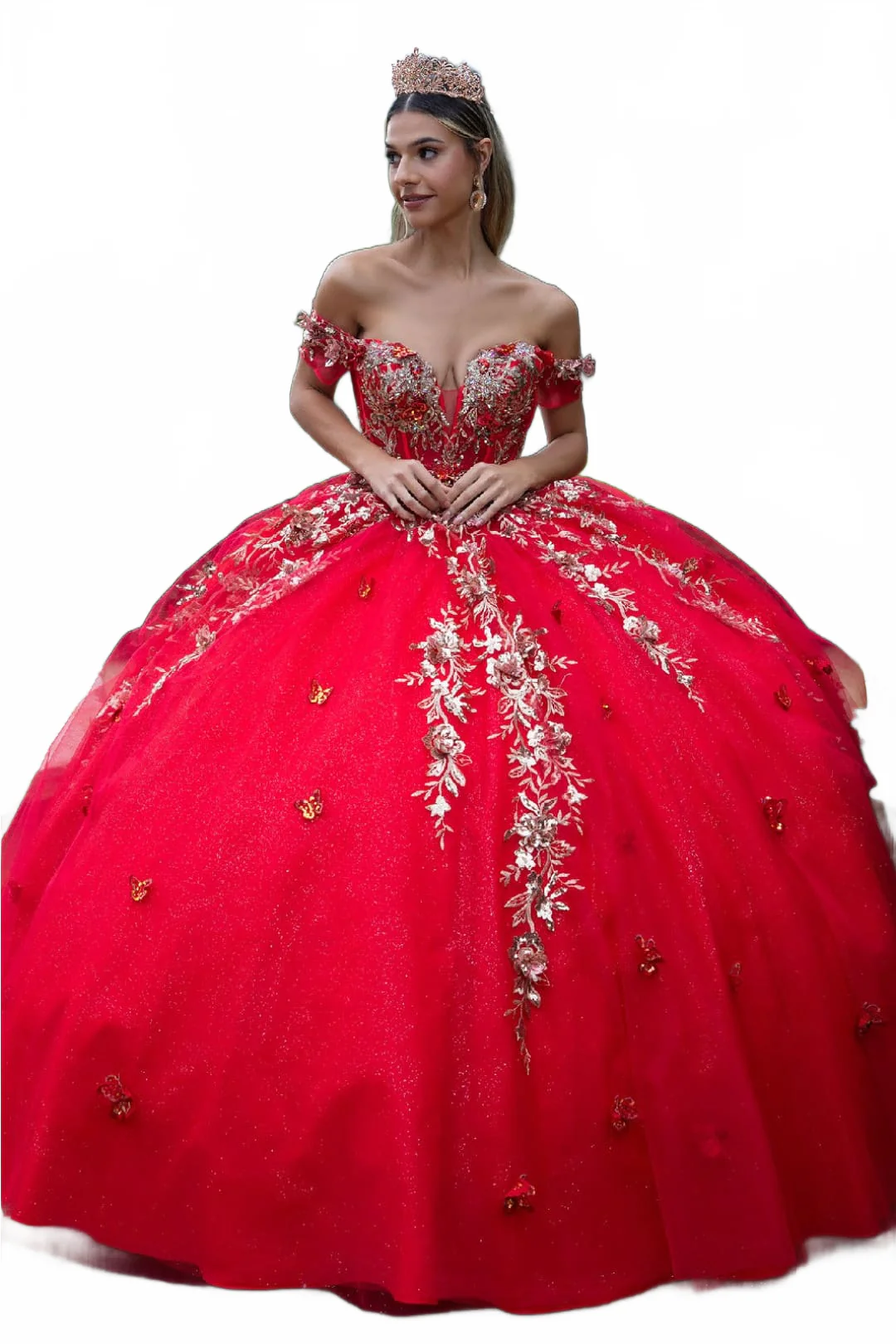 Red And Gold Quinceanera Dresses | Ball Gown by GL3522 - Image 6