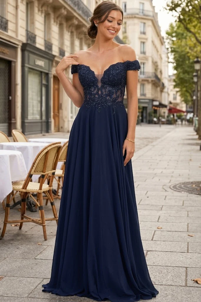 Red Bridesmaid Dresses-Inexpensive Chiffon Off Shoulder MQ1714 - Image 3