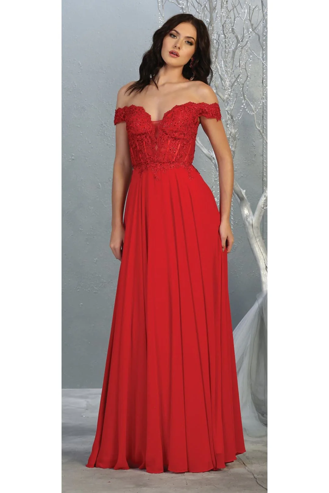 Red Bridesmaid Dresses-Inexpensive Chiffon Off Shoulder MQ1714 - Image 7