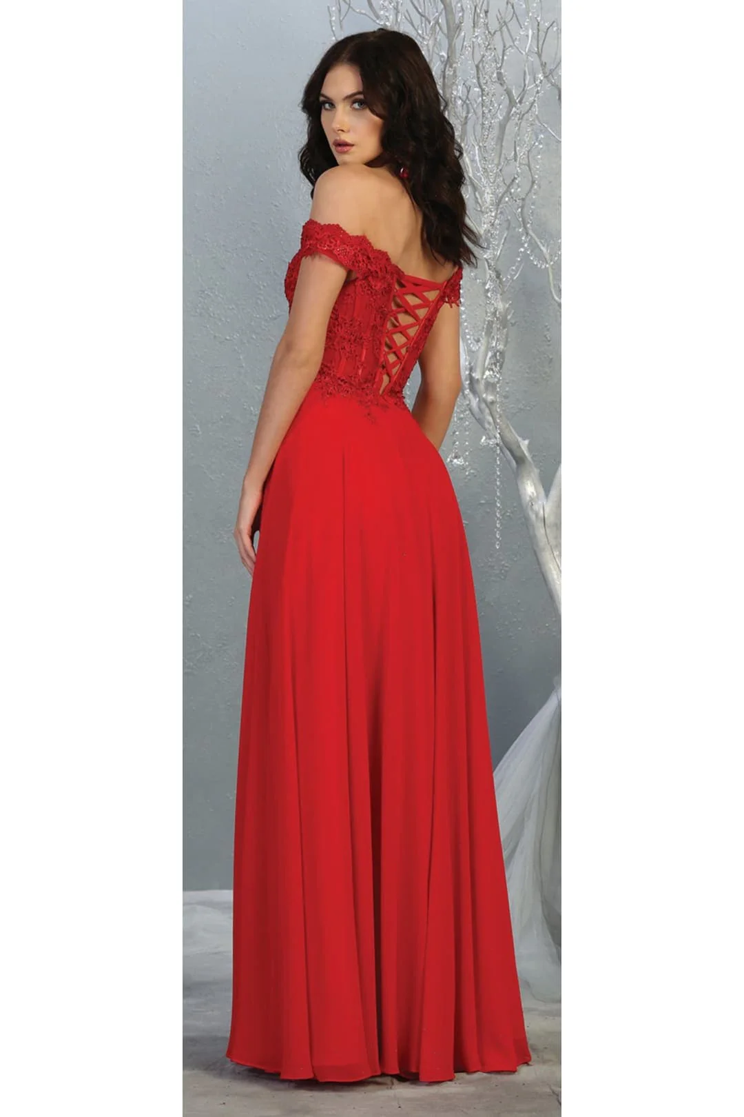 Red Bridesmaid Dresses-Inexpensive Chiffon Off Shoulder MQ1714 - Image 8