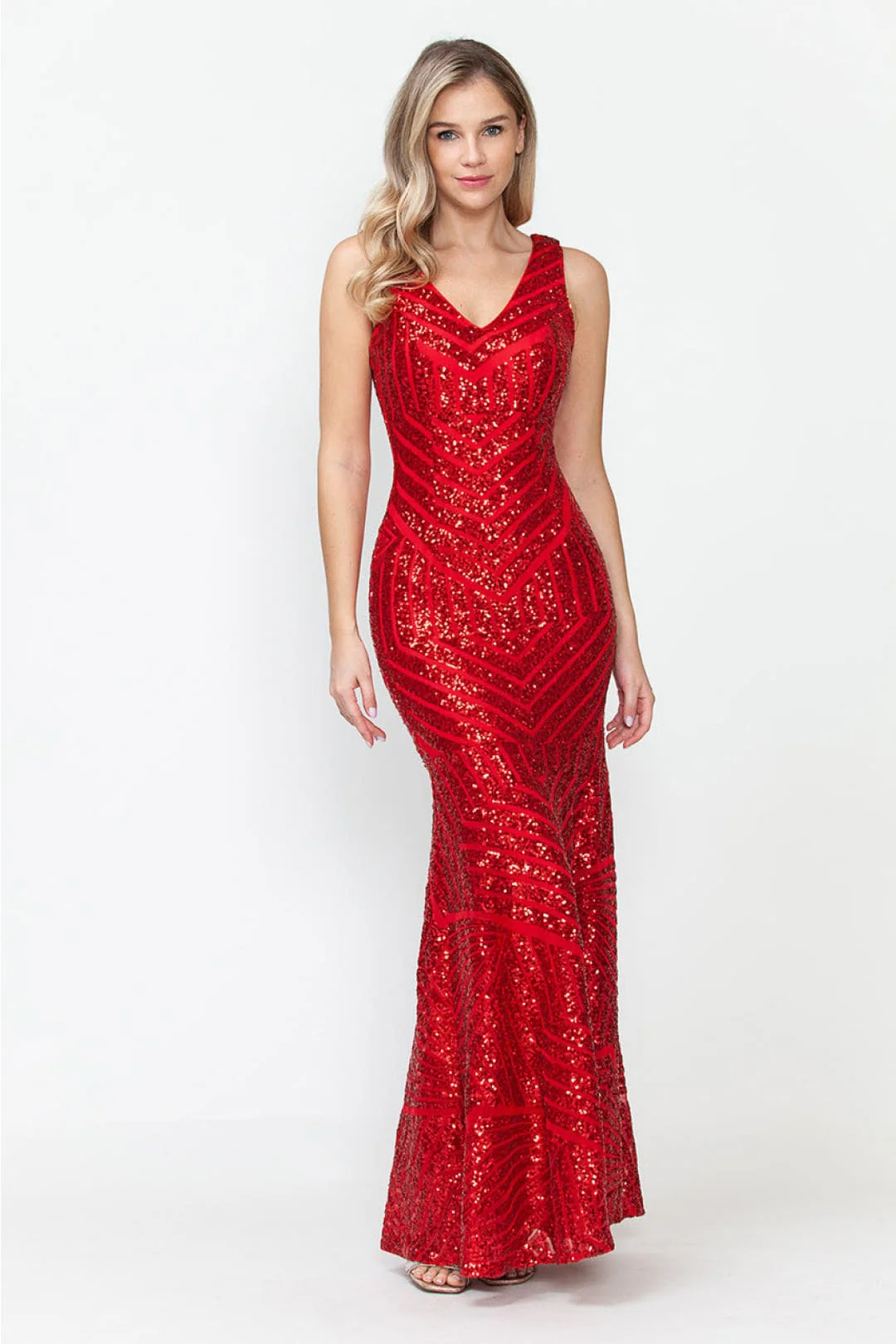 Lenovia USA 5150 V-Neck Mermaid Sequined Long Evening Prom Dress-New Collection - Image 16