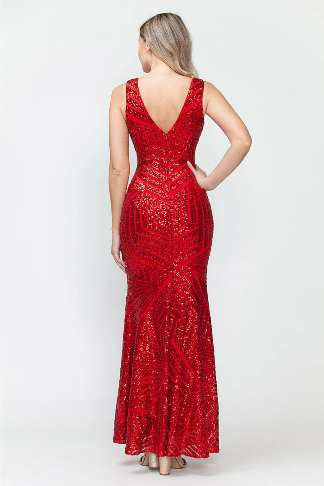 Lenovia USA 5150 V-Neck Mermaid Sequined Long Evening Prom Dress-New Collection - Image 15