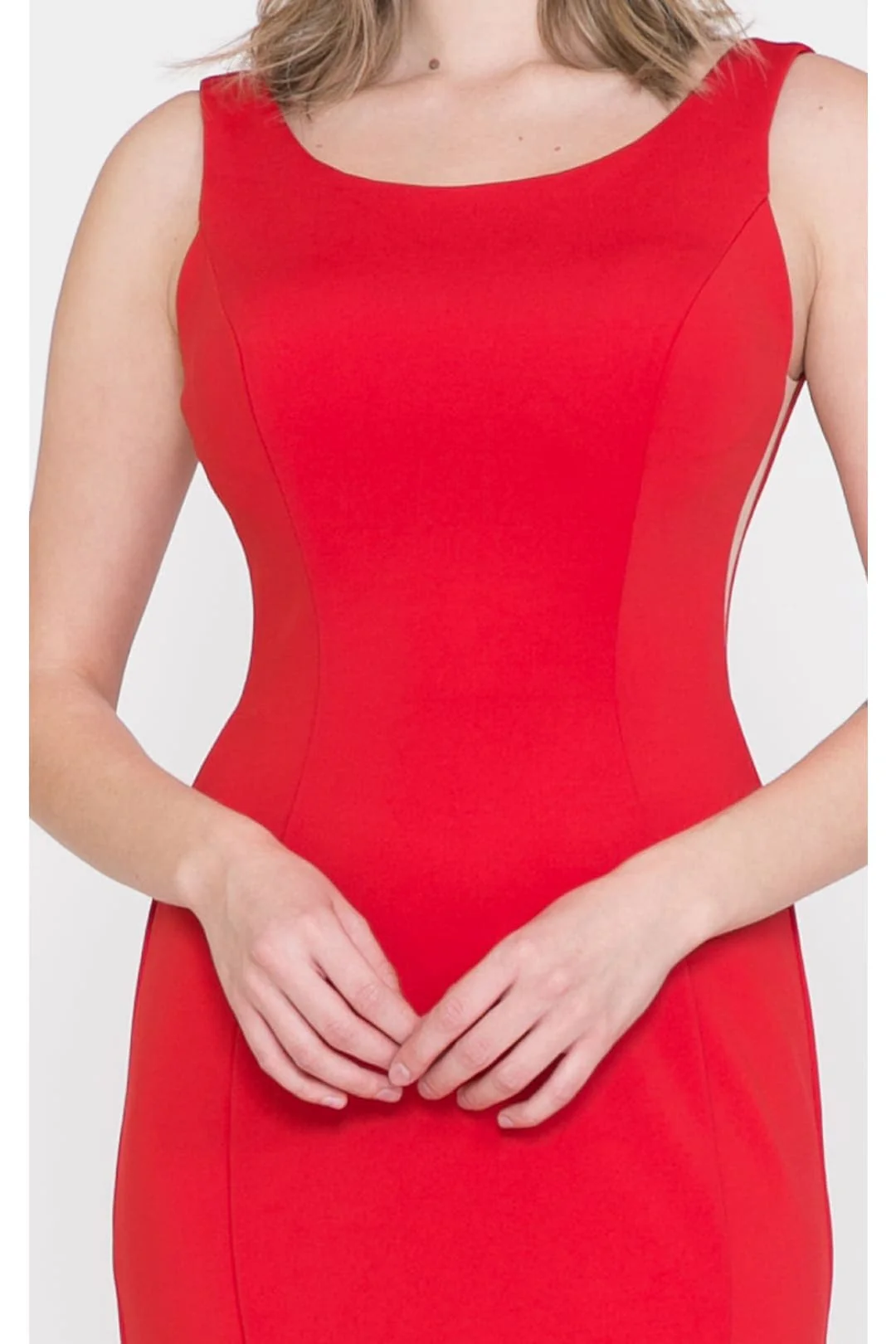 Red Bridesmaid Dresses-Inexpensive Poly USA 8168 Sleeveless - Image 3