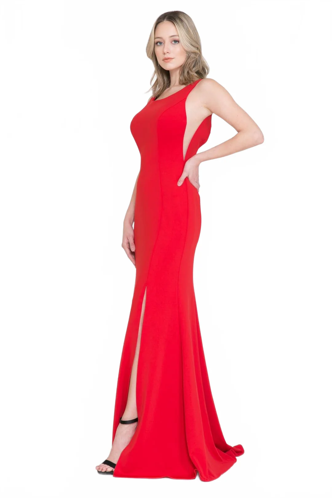 Red Bridesmaid Dresses-Inexpensive Poly USA 8168 Sleeveless - Image 8