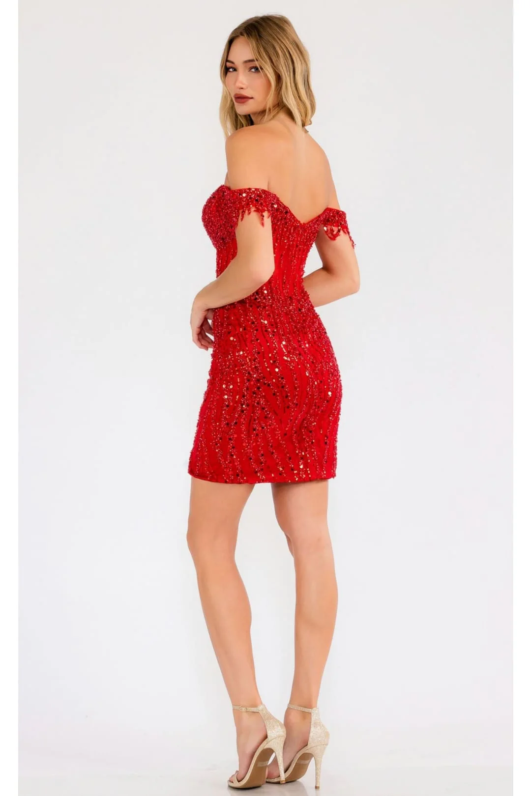 Red Bridesmaid Dresses-Inexpensive Sequin Short by Juliet JT919L - Image 8