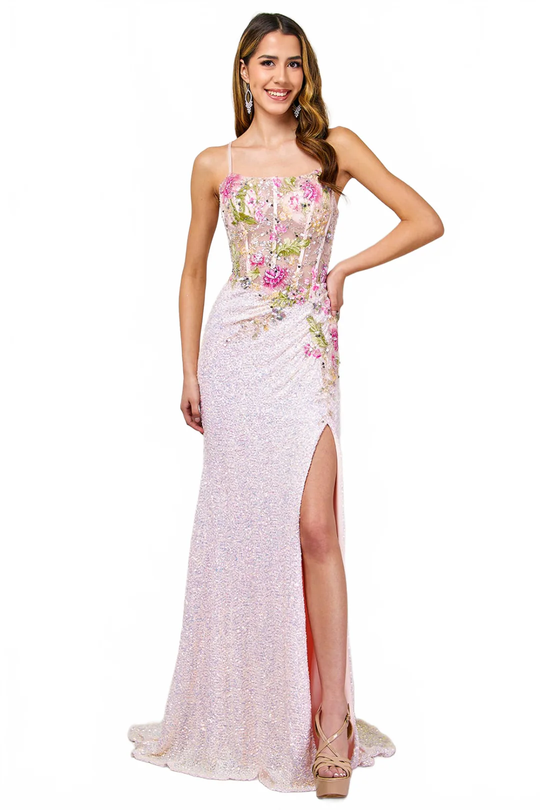 Red Carpet Dress Square Neck A-Line Gala Gown By Amelia Couture 2053 - Image 6