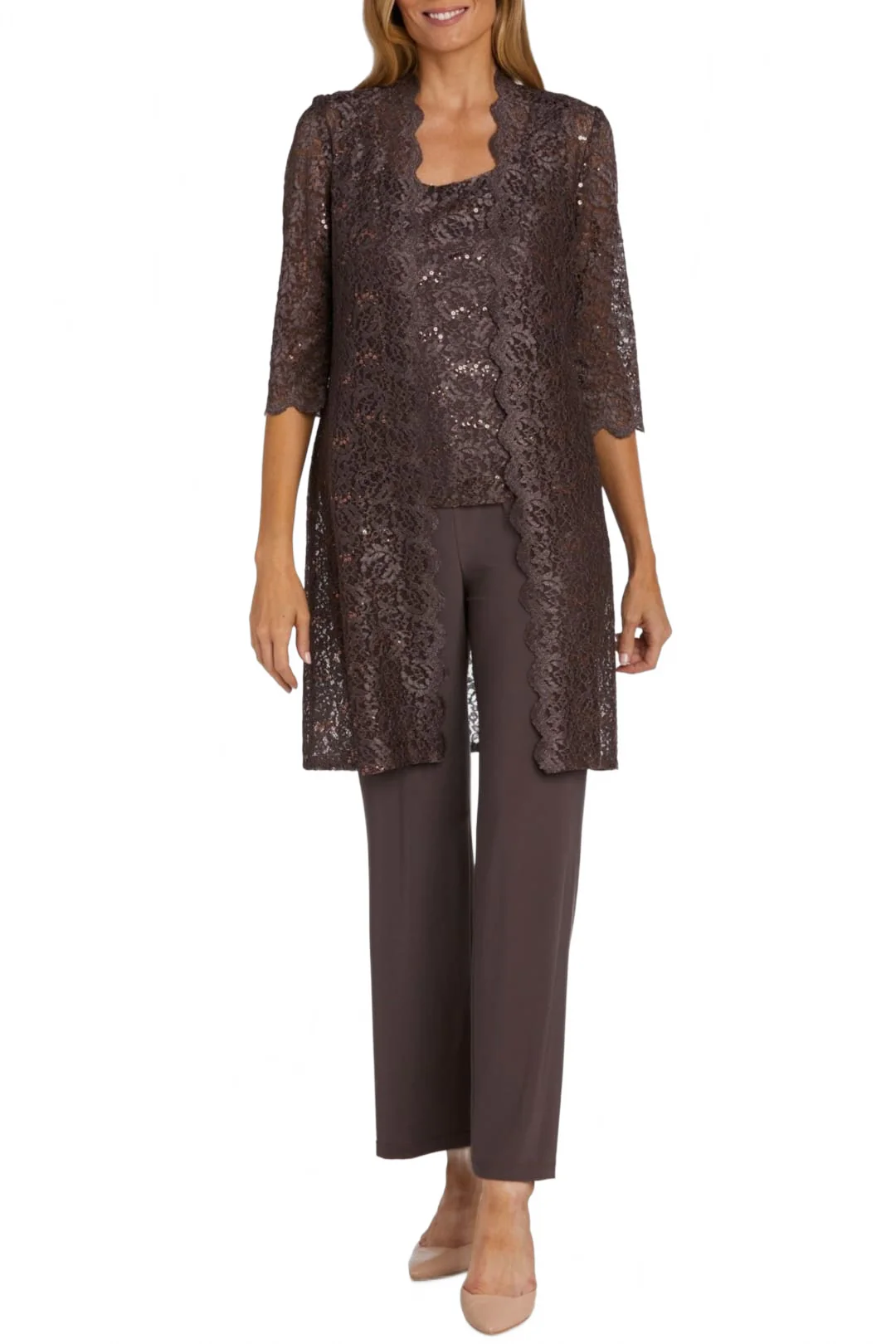 RM Richards 1993 FIG Lace 3/4 Sleeve 3-Piece Pant Set - Image 3