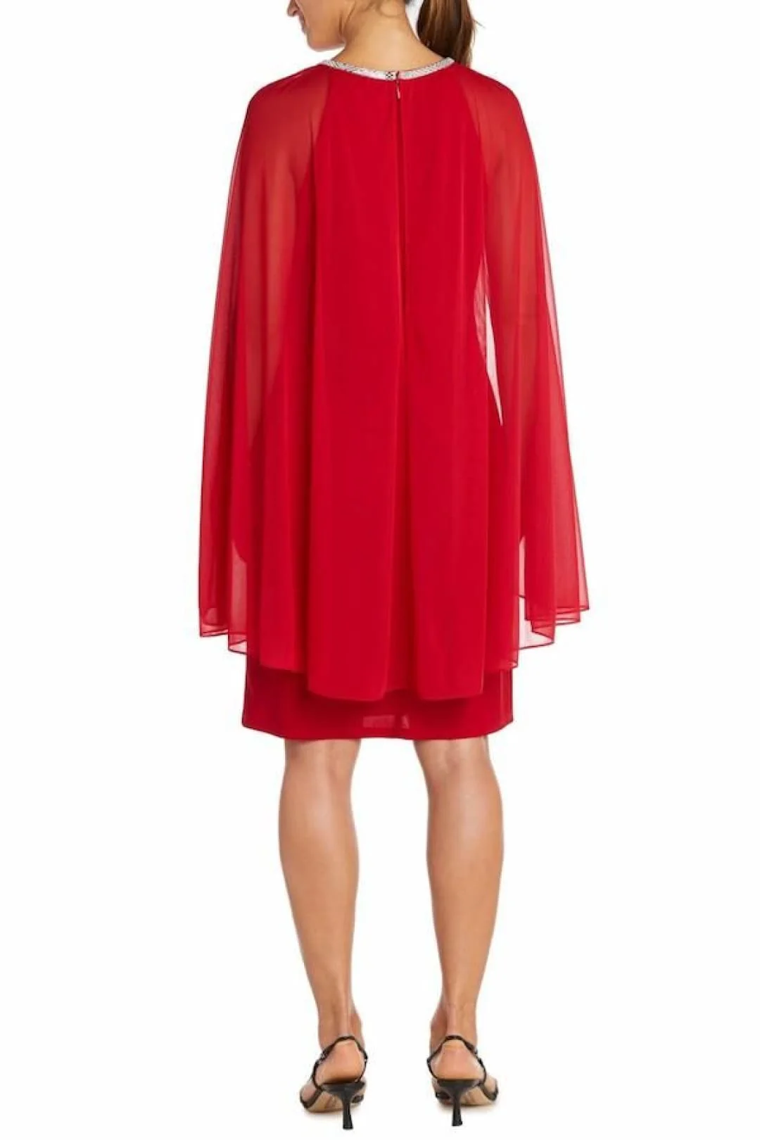 RED Shift Tulle Cape Short Evening Dress 2496 - Image 2