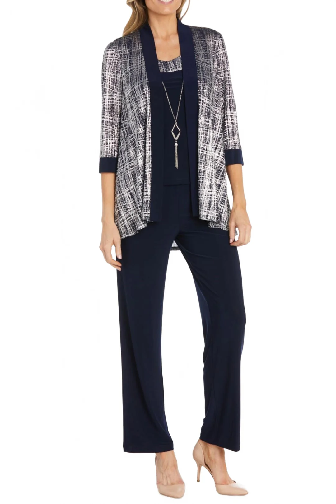 RM Richards 2587 NAVY 3-Piece Glitzy Evening Pants Suit Set - Image 3