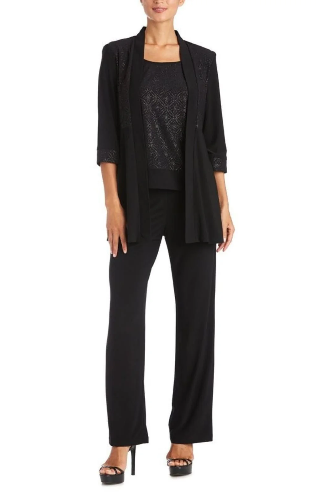 RM Richards 5589 Black Mock Jacket 2-Piece Evening Pant Set