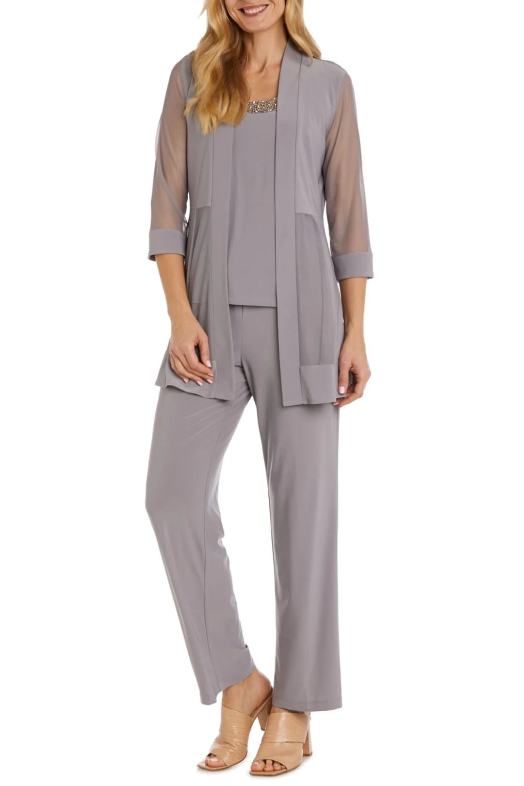 RM Richards 8764 GRANITE Embellished Neck 2-Piece Pants Suit