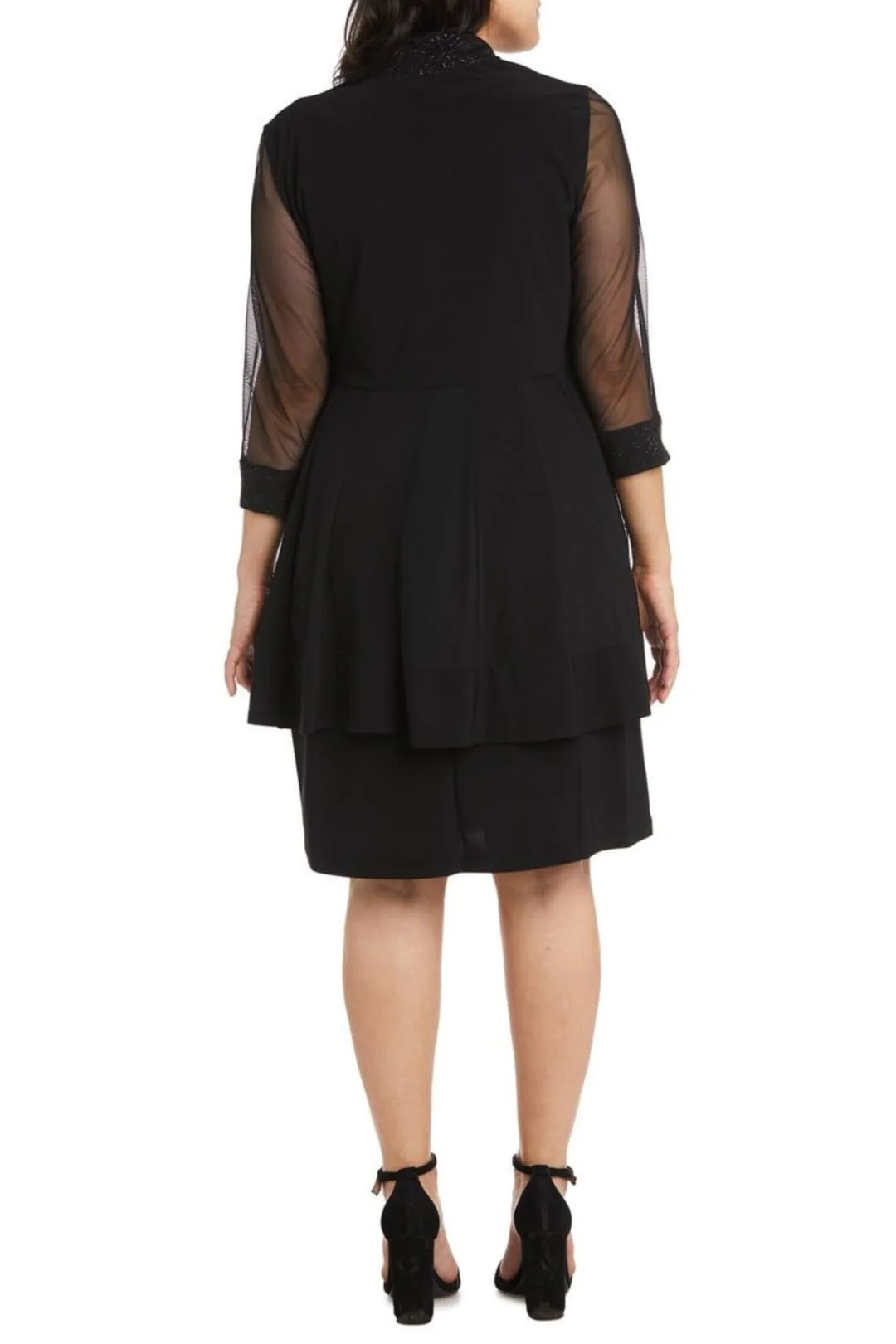 BLACK Shimmery 3/4 Sleeve Jacket Dress 8993 - Image 2