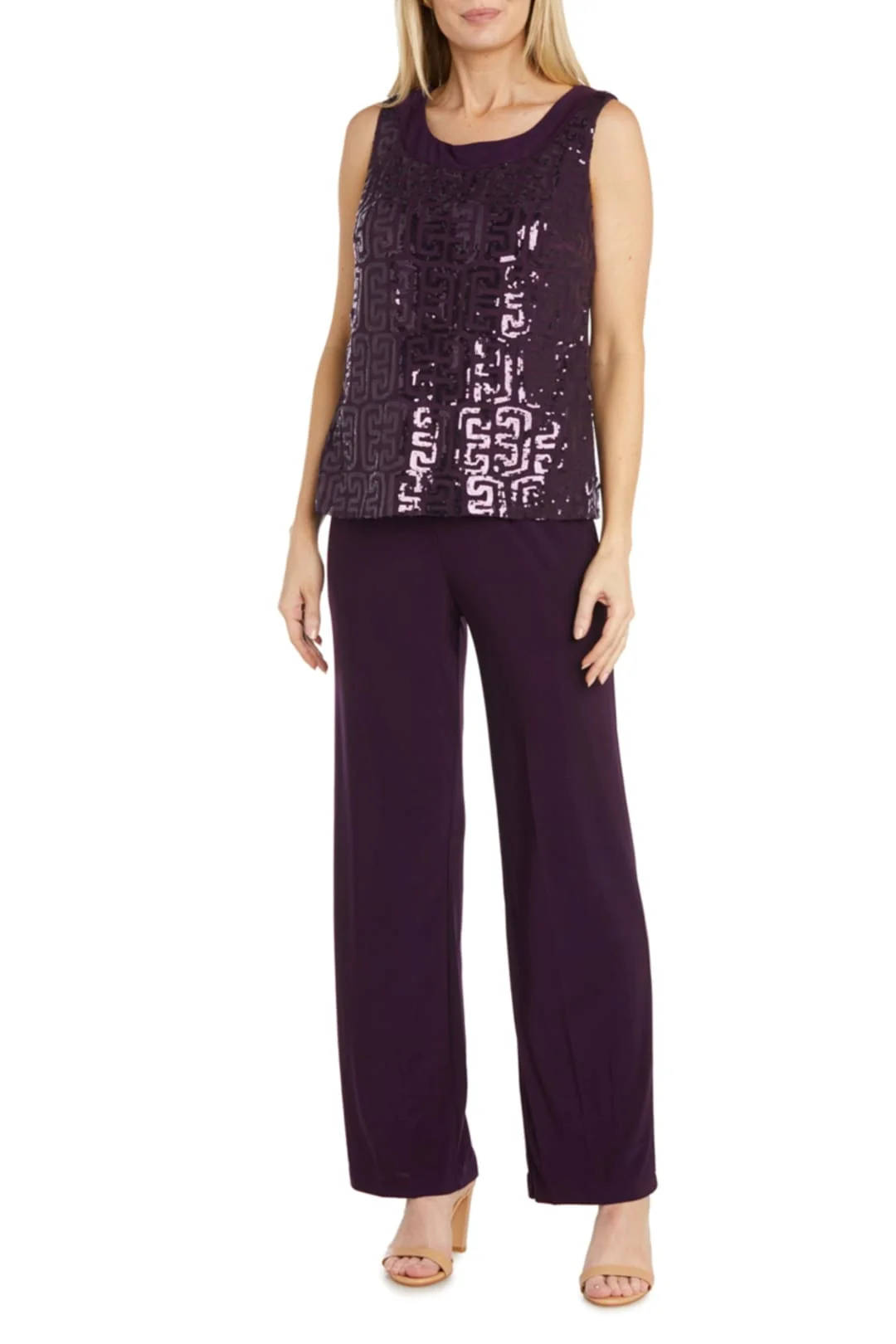 RM Richards 9761 Eggplant 3-Piece Sequined Pants Suit - Image 3